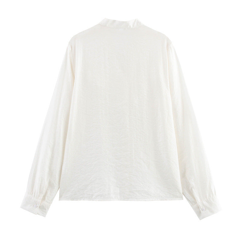Vertical Lace Laminated Decoration Shirt