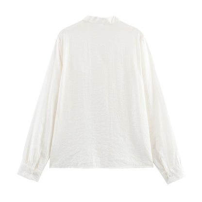 Vertical Lace Laminated Decoration Shirt