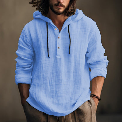 New Wish Cotton Linen Shirt Hooded Sweater Long Sleeve Hooded Casual Daily Clothing